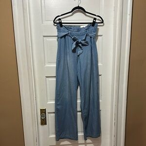 Stylish Light Blue Wide-Leg Pants